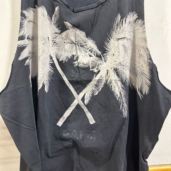 AllSaints women’s  2XL Black Palm Tree Graphic Sleeveless Tank Top - Picture 3 of 4